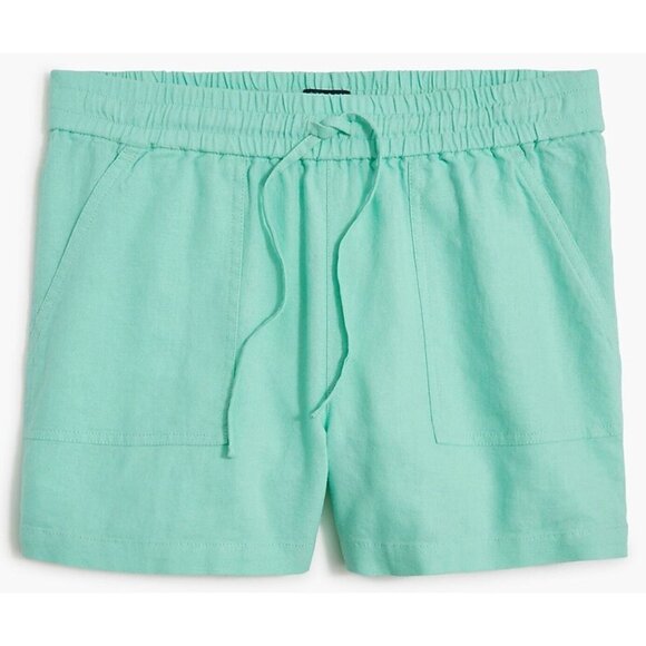 J.Crew Factory Linen Blend Drawstring Shorts - Size Large - Mint Green - NWT - Picture 1 of 4